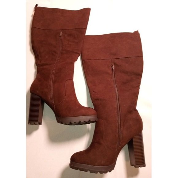 Shandee Tall-E Just Fab Brown 4.5" Heel Knee High Boots Size 10 BRAND NEW - Picture 4 of 7